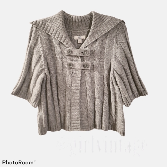 So Wear It Declare It Sweaters - SoWEAR IT DECLARE IT Crop Cable Knit Open Front Sweater Grey L-Juniors (EUC)